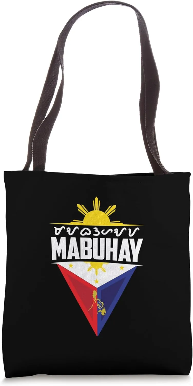 Mabuhay Pinoy Baybayin Letters Philippine Archipelago Map Tote Bag