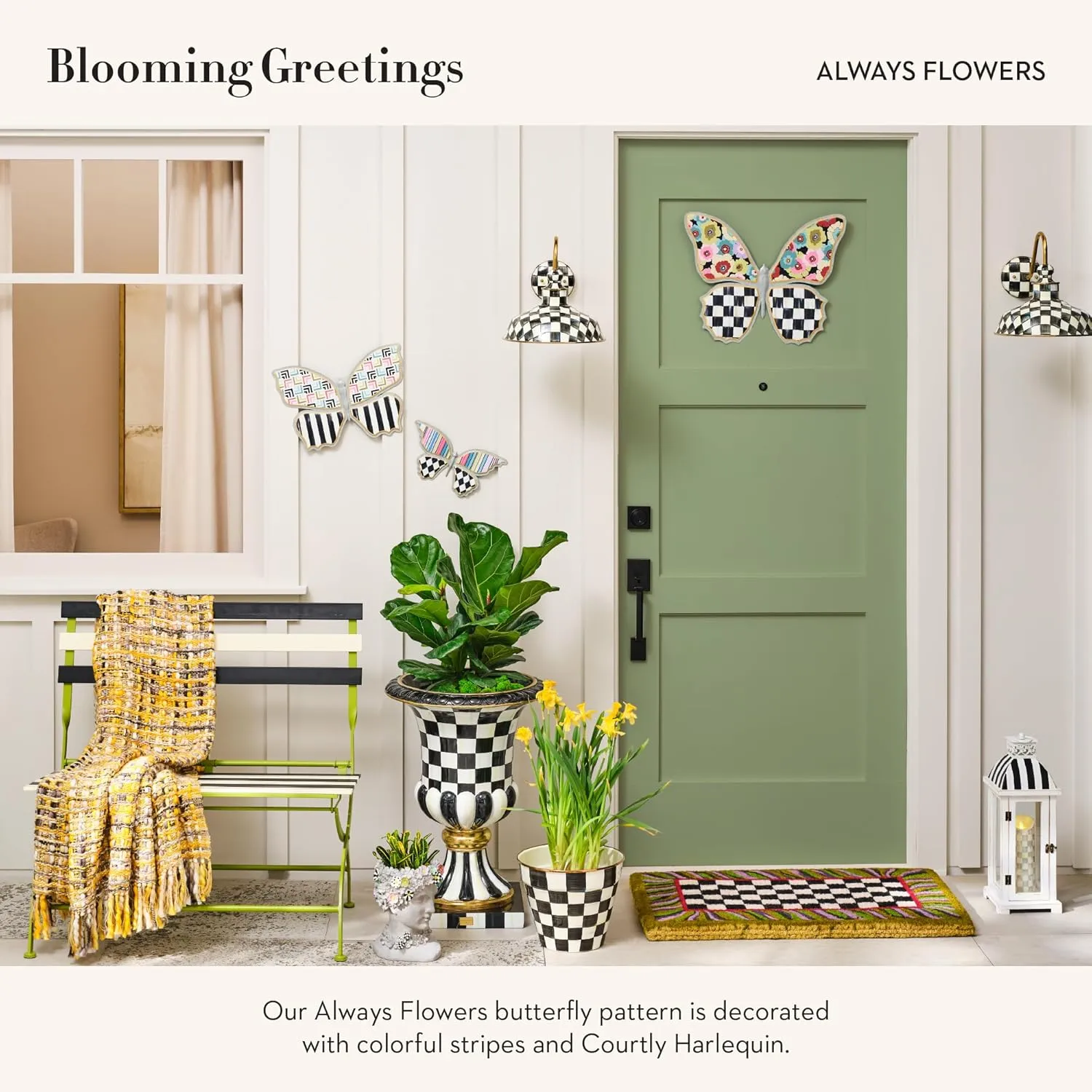 MACKENZIE-CHILDS Always Flowers Outdoor Butterfly Wall Decor
