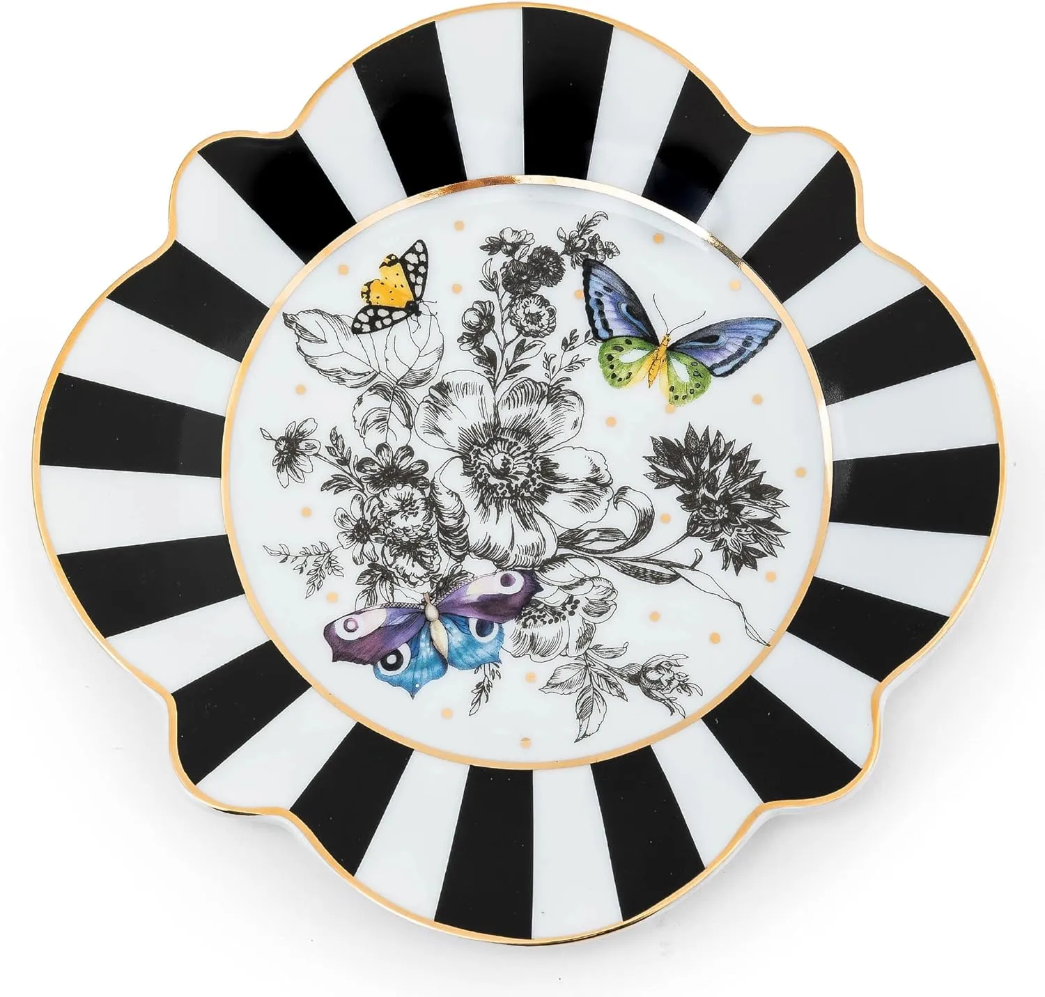 MACKENZIE-CHILDS Butterfly Toile Ceramic Salad and Dessert Plate, 8 Inches