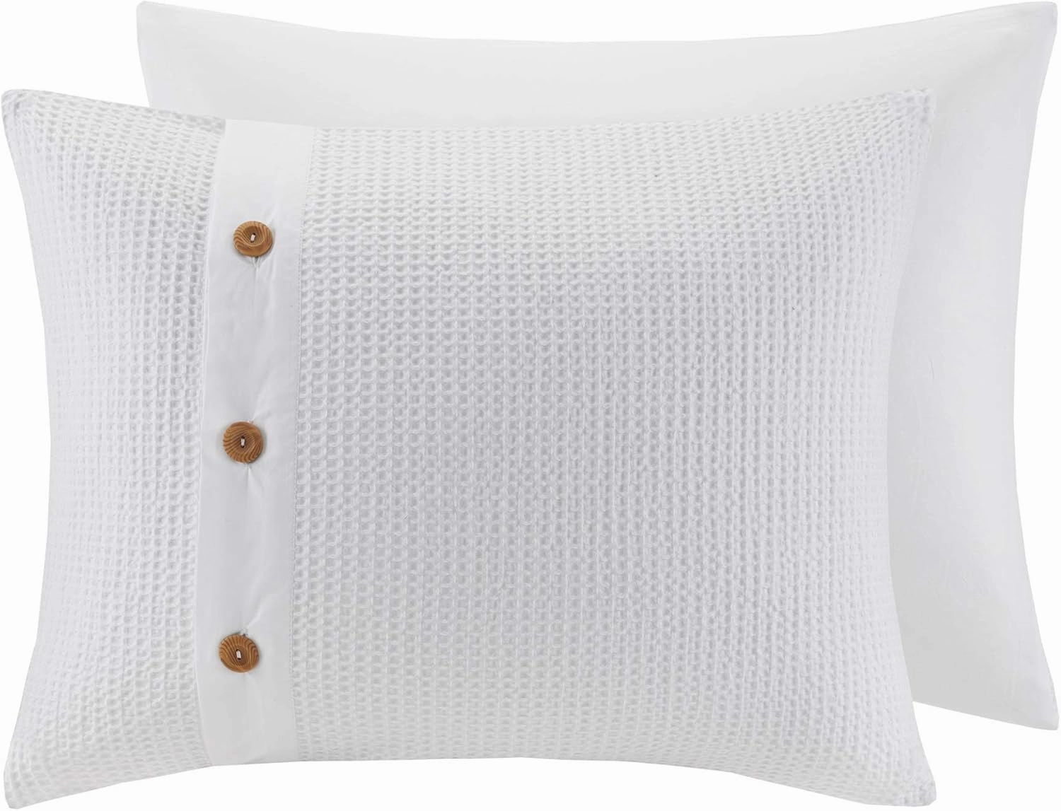 Madison Park Cozy Cotton Comforter Set Casual Modern Design All Season Bedding, Matching Shams, Full/Queen (90 in x 90 in), White 3 Piece