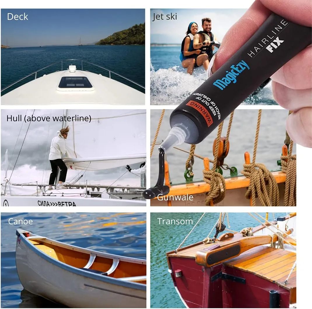 MagicEzy Hairline Fix - (Matterhorn White) - Gelcoat Repair Kit - Fix Cracks and Scratches Like a Pro - Fiberglass Boat Repair Kit - Boats, Jet Skis