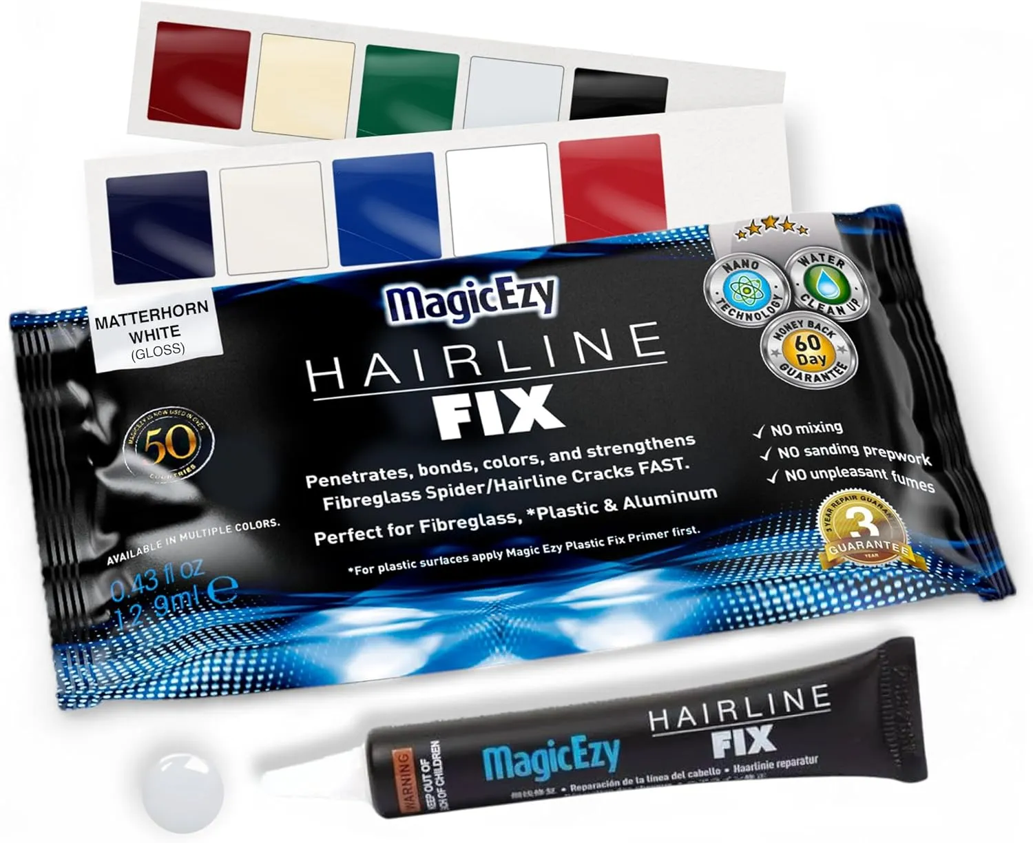 MagicEzy Hairline Fix - (Matterhorn White) - Gelcoat Repair Kit - Fix Cracks and Scratches Like a Pro - Fiberglass Boat Repair Kit - Boats, Jet Skis