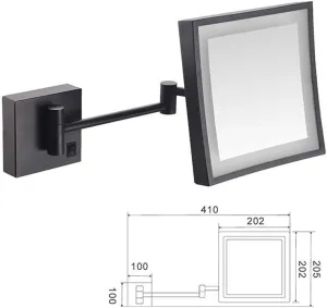 Makeup 3X Magnification Square Retractable Chrome Finish with Drilling Or Without Drilling Shaving