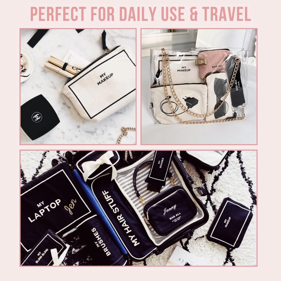 Makeup Bag for Women | Cosmetic Bag Organizer for Girls | Makeup Pouch for Traveling| Toiletry Bags for Women | Make Up Travel Pouches | Cream