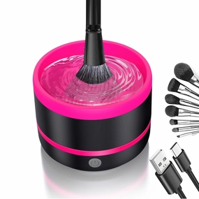 Makeup Brushes Cleaner, Electric Makeup Brush Cleaning Machine USB Rechargeable Automatic Spinning for All Size Makeup Brushes, Deep Wash in Seconds, Gifts for Women and Girls, Rose