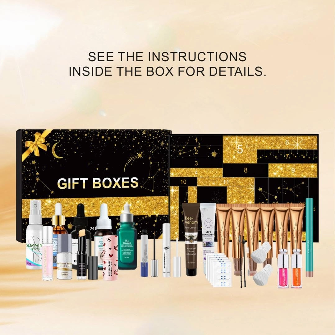 Makeup Christmas Set 2024, 24 Days Of Christmas Set Beauty, Makeup Kit Includes Brush Eyeshadow Lip Gloss Christmas Countdown Set Gifts for Women Girls (pat.04)