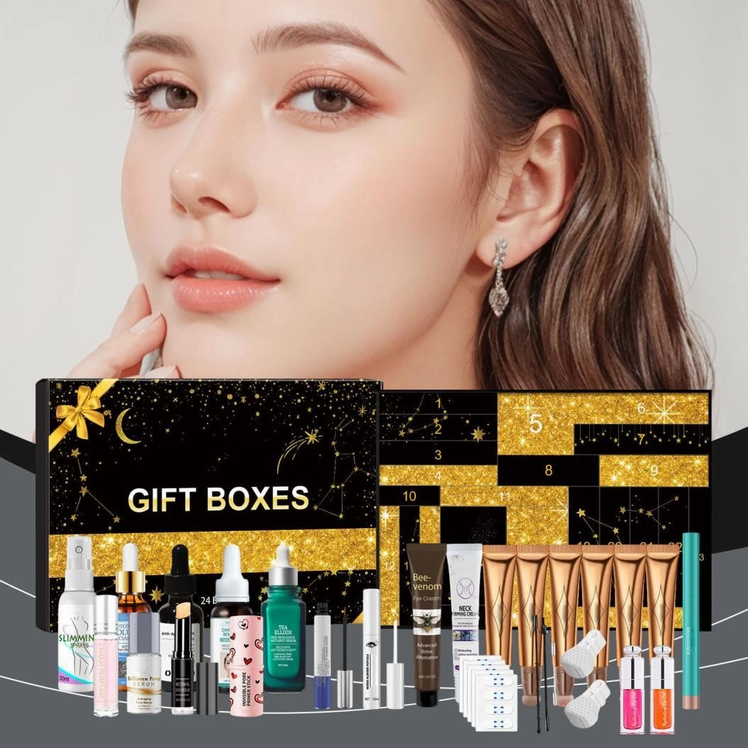 Makeup Christmas Set 2024, 24 Days Of Christmas Set Beauty, Makeup Kit Includes Brush Eyeshadow Lip Gloss Christmas Countdown Set Gifts for Women Girls (pat.04)