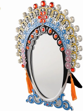 Makeup Mirror Chinese Style Makeup Mirror Peking Opera Facial Vanity Mirror Desktop Desktop Decoration Mirror Ornaments for Ladies Makeup Mirror