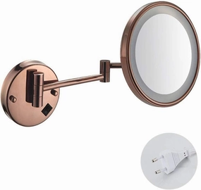 Makeup Mirror with LED Light Shaving Mirror Wall Mounted 3X Magnification Extendable and Chrome Finished with Drilling/Without Drilling Single Side Round 8 in (Color : #6) (#4)