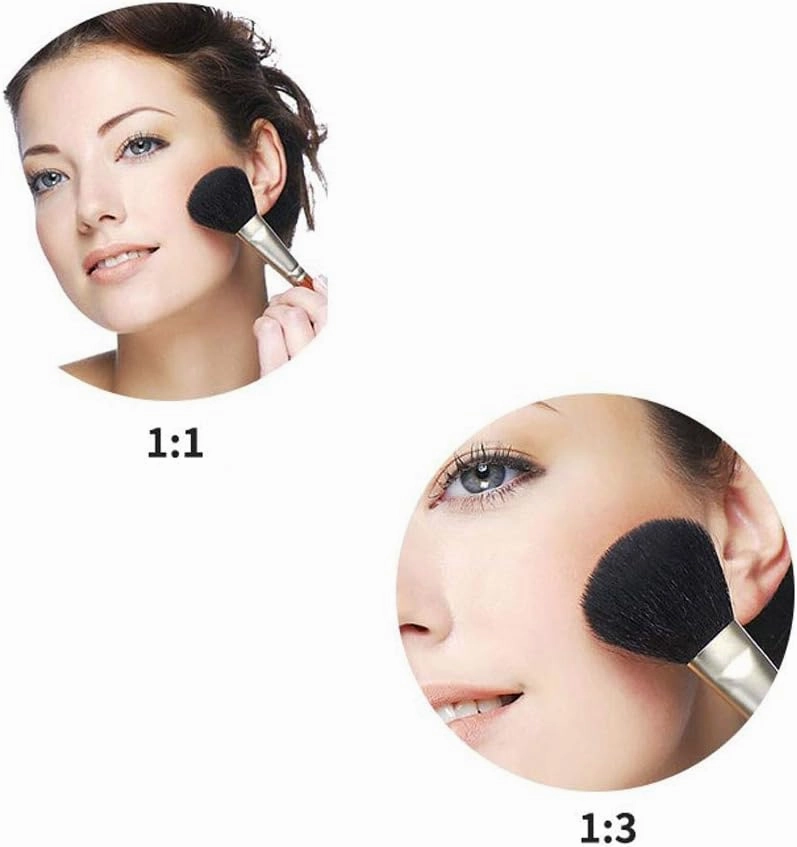 Makeup Mirror with LED Light Shaving Mirror Wall Mounted 3X Magnification Extendable and Chrome Finished with Drilling/Without Drilling Single Side Round 8 in(Color :Exposed Plug)