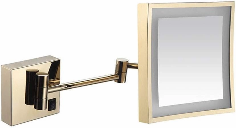 Makeup Shaving for Hotel Vanity with Adjustable Extendable Square 8 Inch 3X Magnification USB Charging