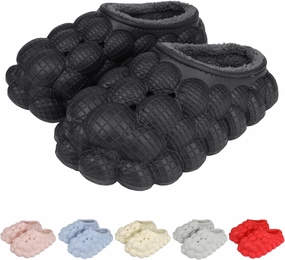 Man Women Bubble Slides with Fur Lined Bubble Slippers Comfortable Warm Fun Slippers Shoes for Indoor Outdoor