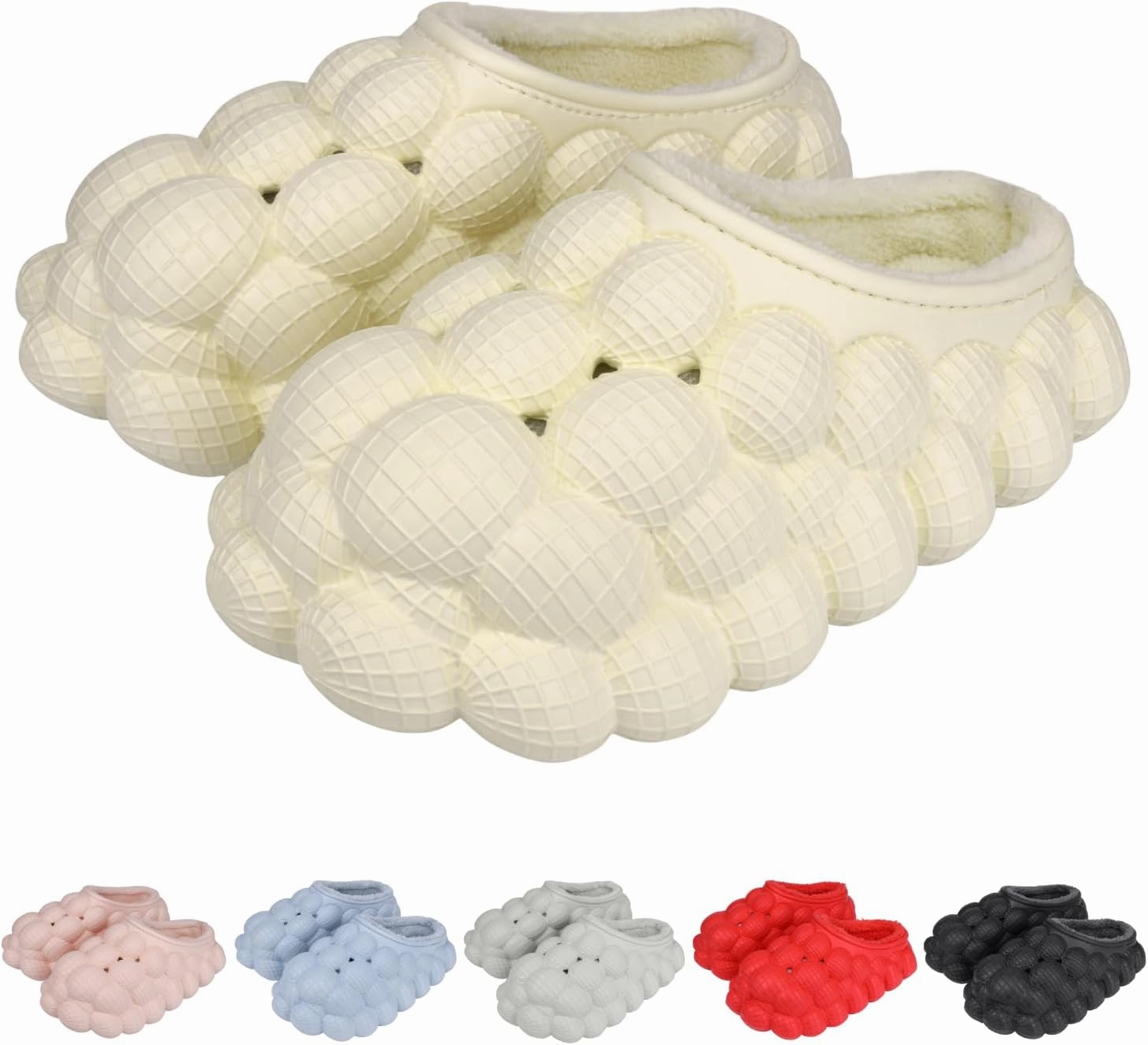 Man Women Bubble Slides with Fur Lined Bubble Slippers Comfortable Warm Fun Slippers Shoes for Indoor Outdoor