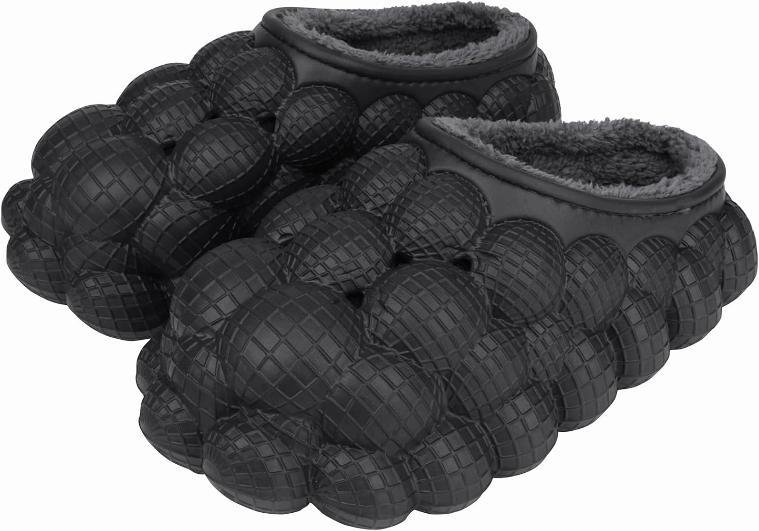Man Women Bubble Slides with Fur Lined Bubble Slippers Comfortable Warm Fun Slippers Shoes for Indoor Outdoor