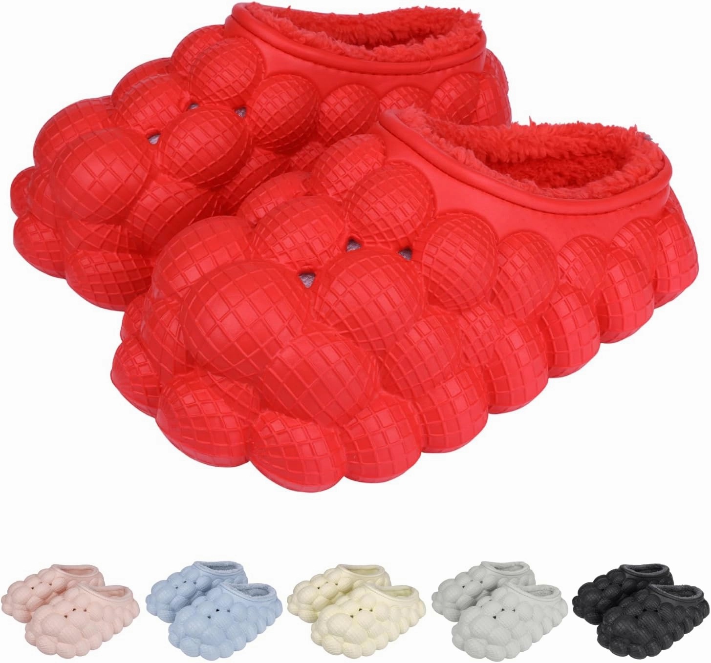 Man Women Bubble Slides with Fur Lined Bubble Slippers Comfortable Warm Fun Slippers Shoes for Indoor Outdoor