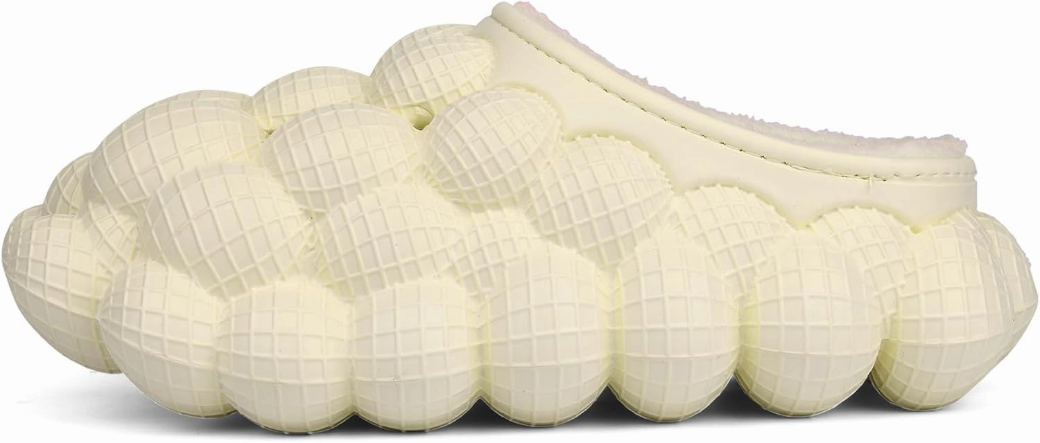 Man Women Bubble Slides with Fur Lined Bubble Slippers Comfortable Warm Fun Slippers Shoes for Indoor Outdoor