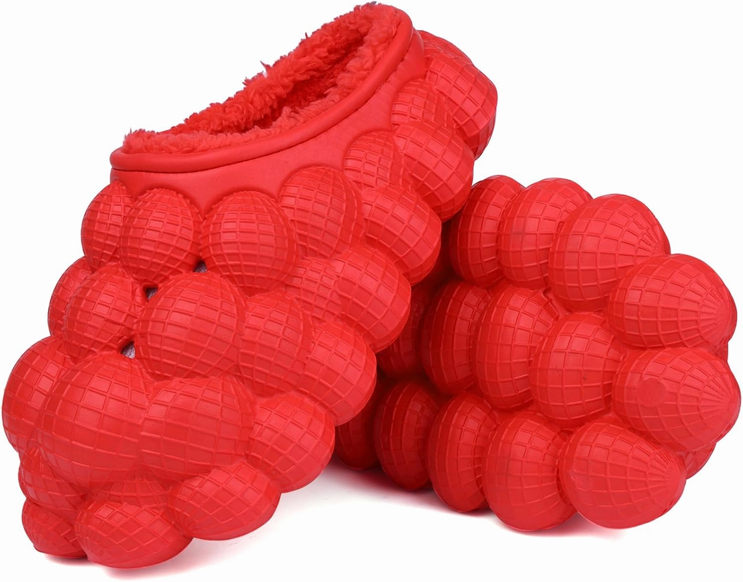 Man Women Bubble Slides with Fur Lined Bubble Slippers Comfortable Warm Fun Slippers Shoes for Indoor Outdoor