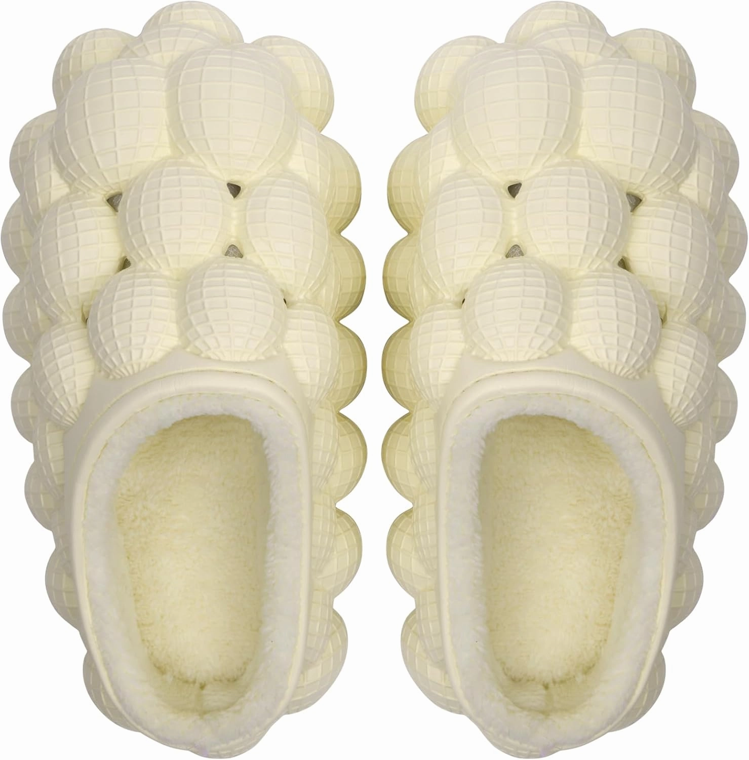 Man Women Bubble Slides with Fur Lined Bubble Slippers Comfortable Warm Fun Slippers Shoes for Indoor Outdoor