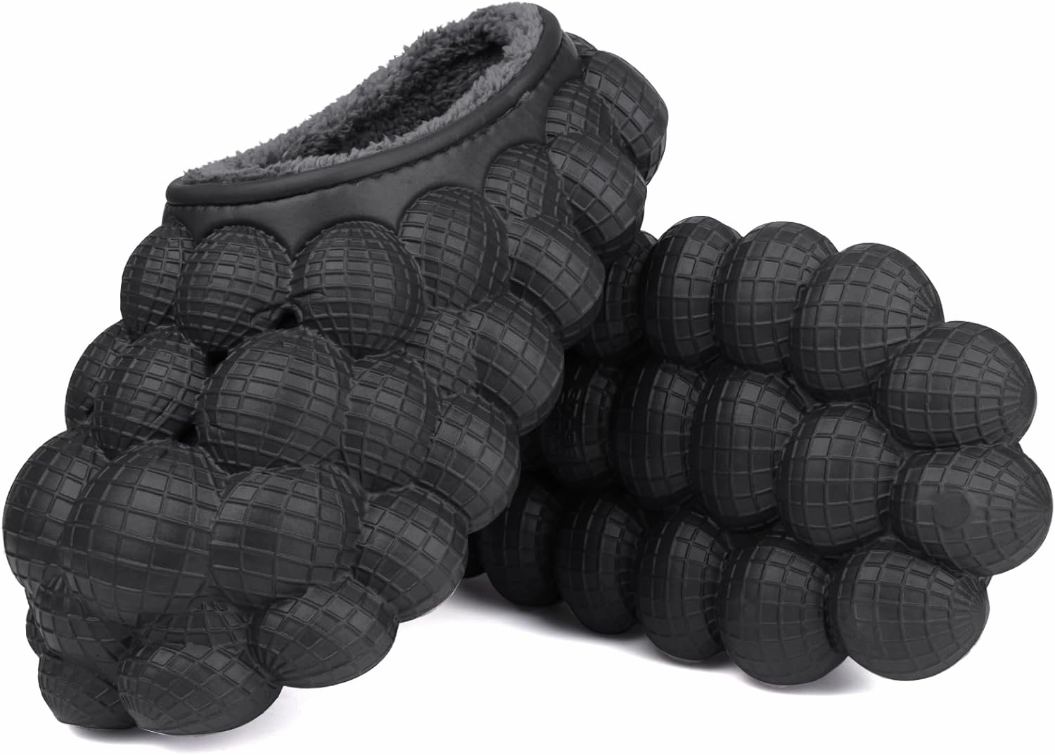 Man Women Bubble Slides with Fur Lined Bubble Slippers Comfortable Warm Fun Slippers Shoes for Indoor Outdoor