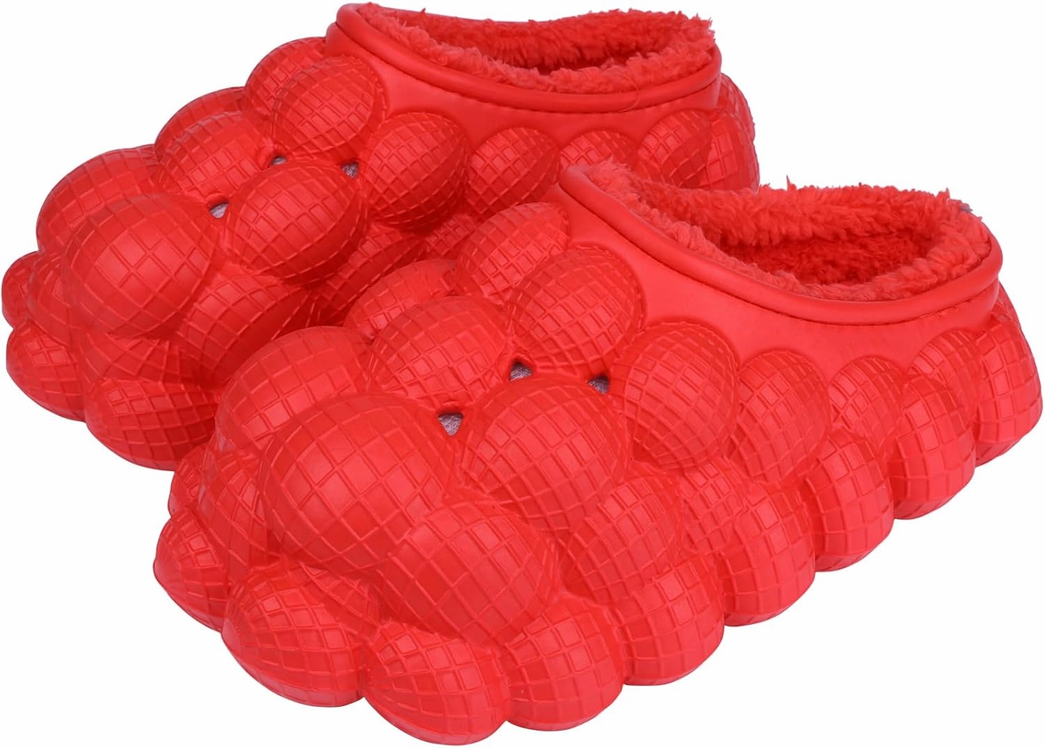 Man Women Bubble Slides with Fur Lined Bubble Slippers Comfortable Warm Fun Slippers Shoes for Indoor Outdoor