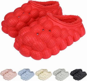 Man Women Bubble Slides with Fur Lined Bubble Slippers Comfortable Warm Fun Slippers Shoes for Indoor Outdoor