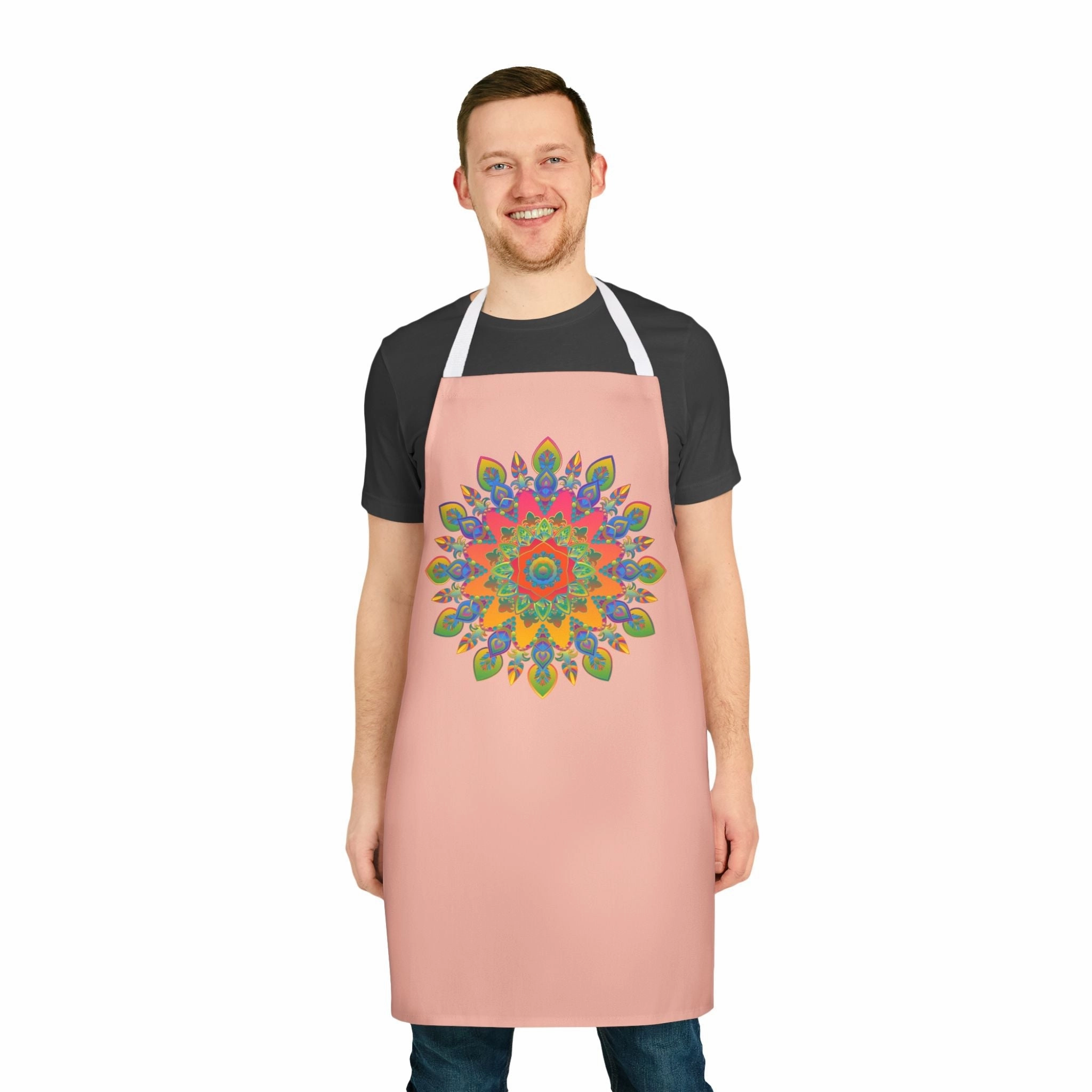 Mandala Peach Apron - Colorful Kitchen Decor
