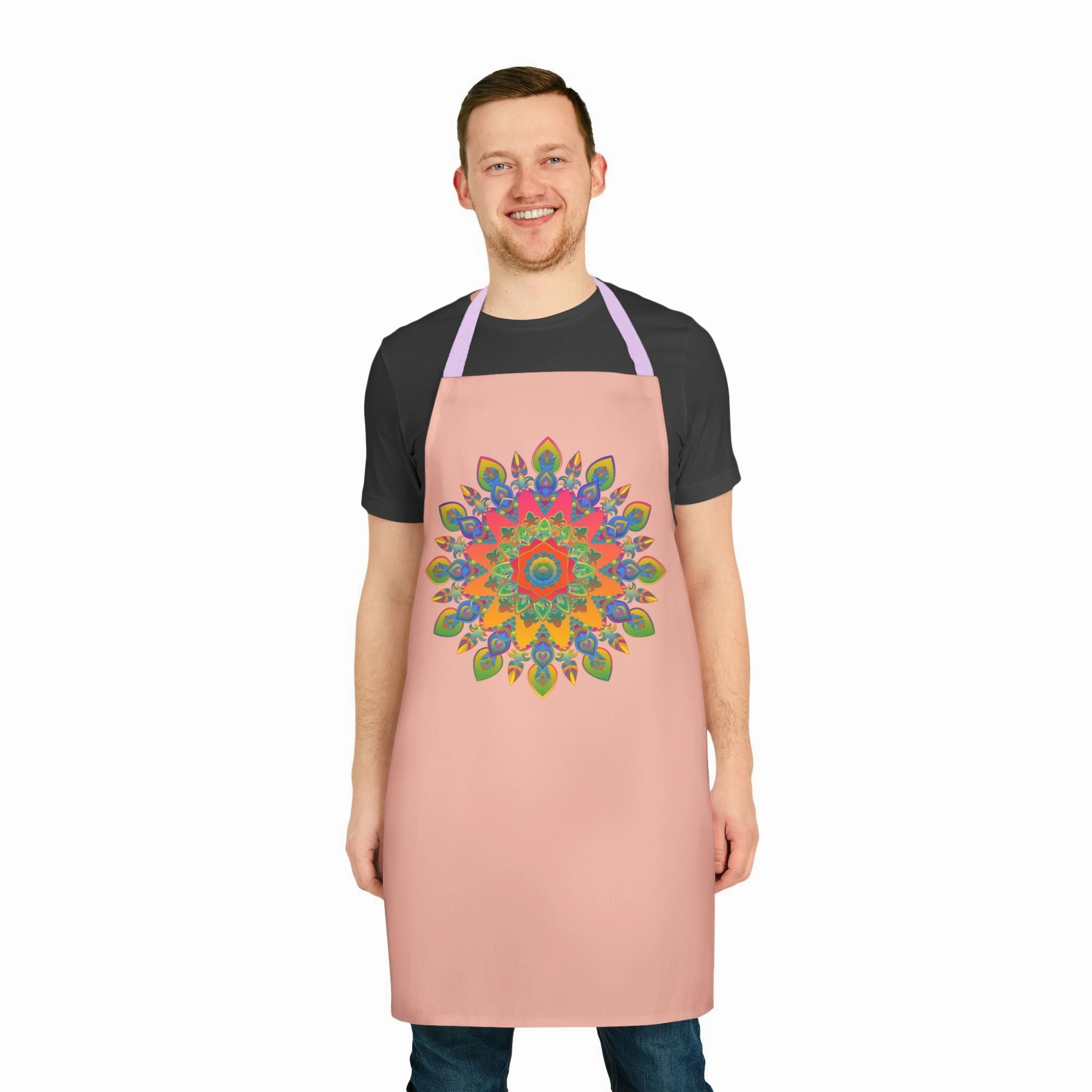 Mandala Peach Apron - Colorful Kitchen Decor