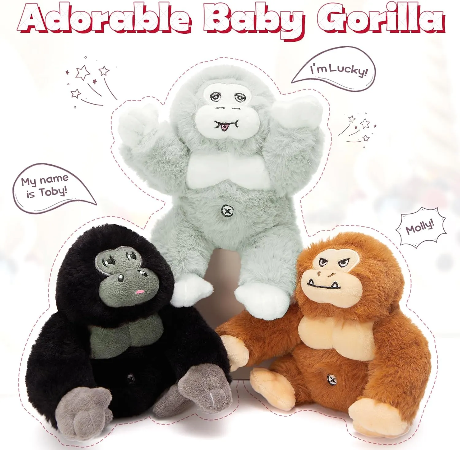 MaoGoLan Giant Gorilla Stuffed Animals - 19.6" Large Plush Gorilla with Babies, Soft and Cuddly Companion Toy Gifts for Kids