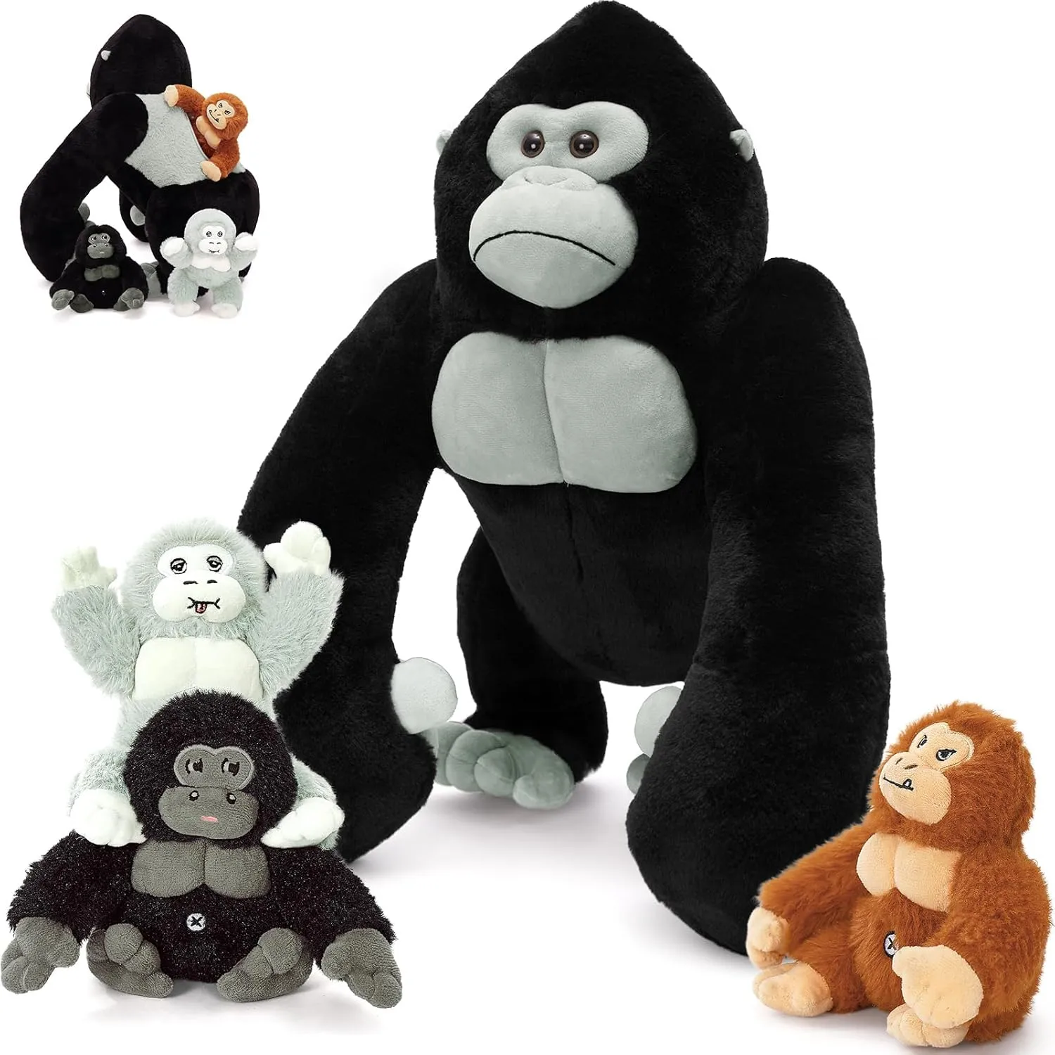 MaoGoLan Giant Gorilla Stuffed Animals - 19.6" Large Plush Gorilla with Babies, Soft and Cuddly Companion Toy Gifts for Kids
