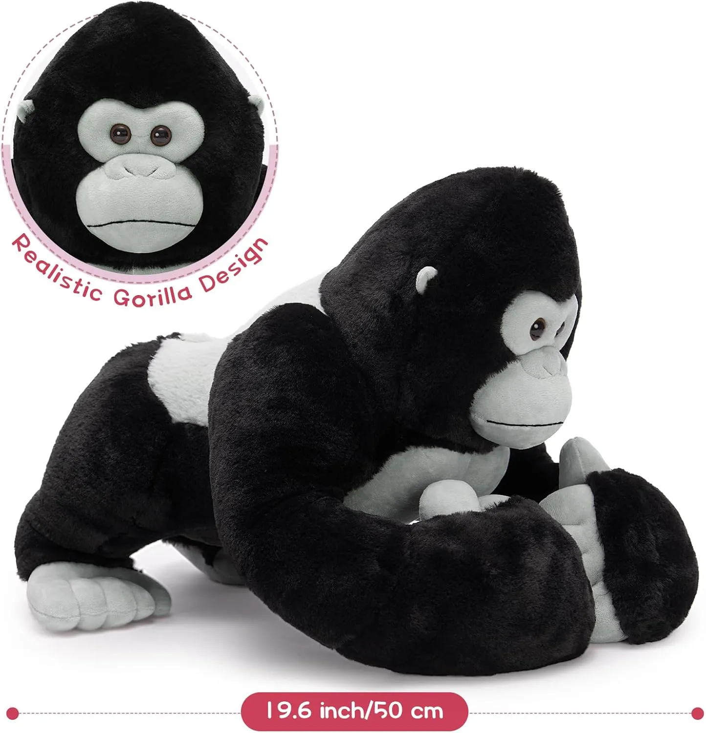 MaoGoLan Giant Gorilla Stuffed Animals - 19.6" Large Plush Gorilla with Babies, Soft and Cuddly Companion Toy Gifts for Kids