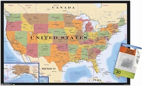 Map - USA Time Zones Wall Poster with Push Pins