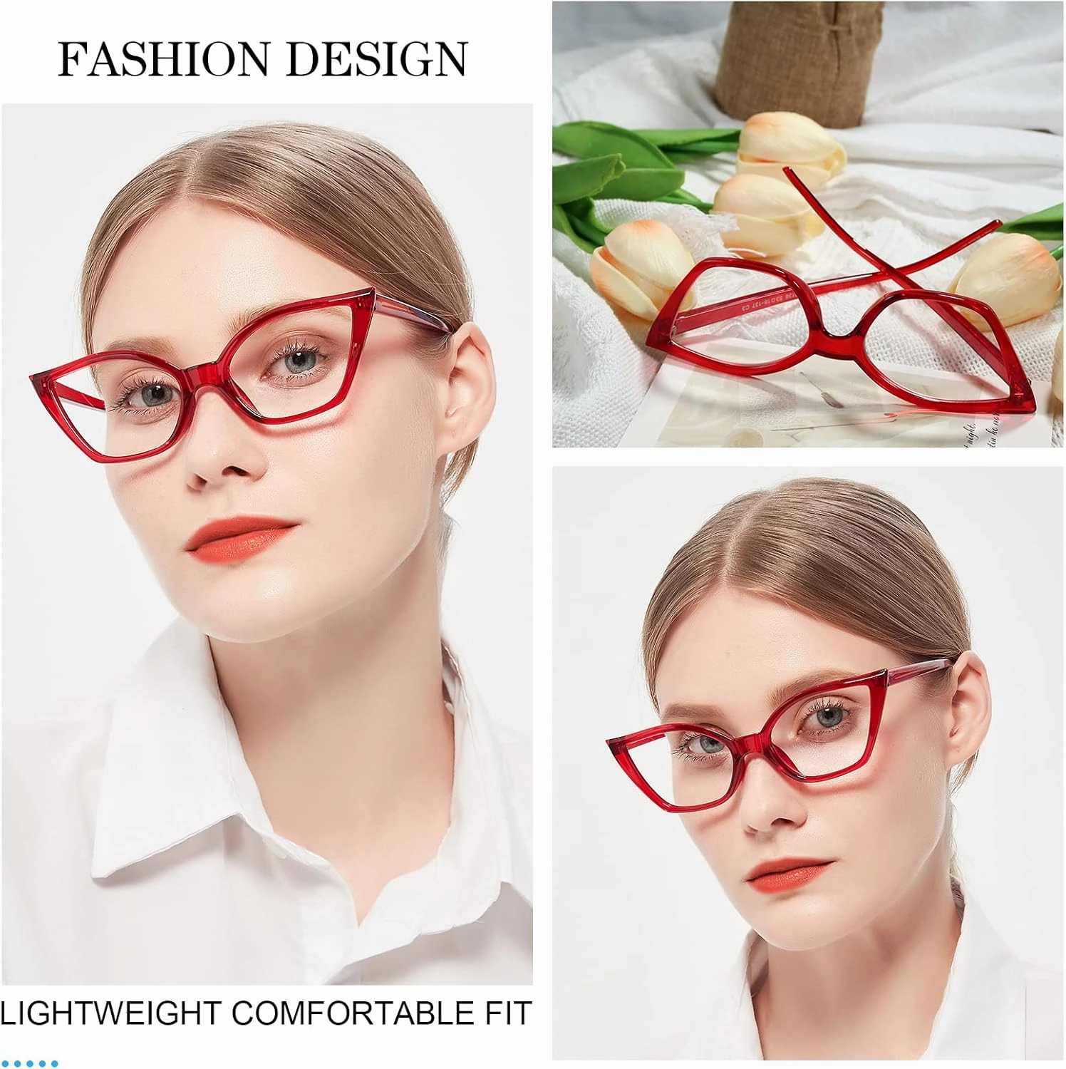 MARE AZZURO Cat Eye Reading Glasses Women Cute Readers 0 1.0 1.25 1.5 1.75 2.0 2.25 2.5 2.75 3.0 3.5 4.0 5.0 6.0 (Red, 275)