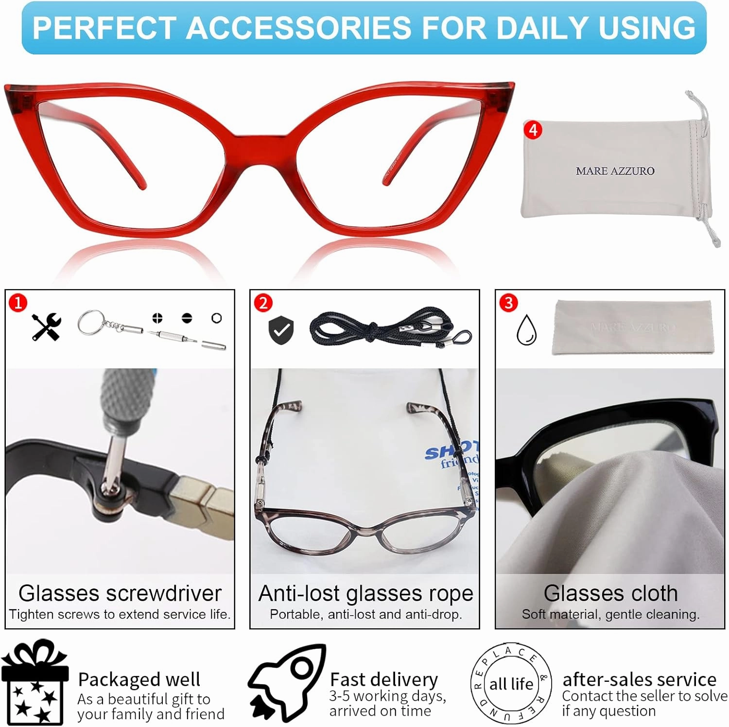MARE AZZURO Cat Eye Reading Glasses Women Cute Readers 0 1.0 1.25 1.5 1.75 2.0 2.25 2.5 2.75 3.0 3.5 4.0 5.0 6.0 (Red, 275)