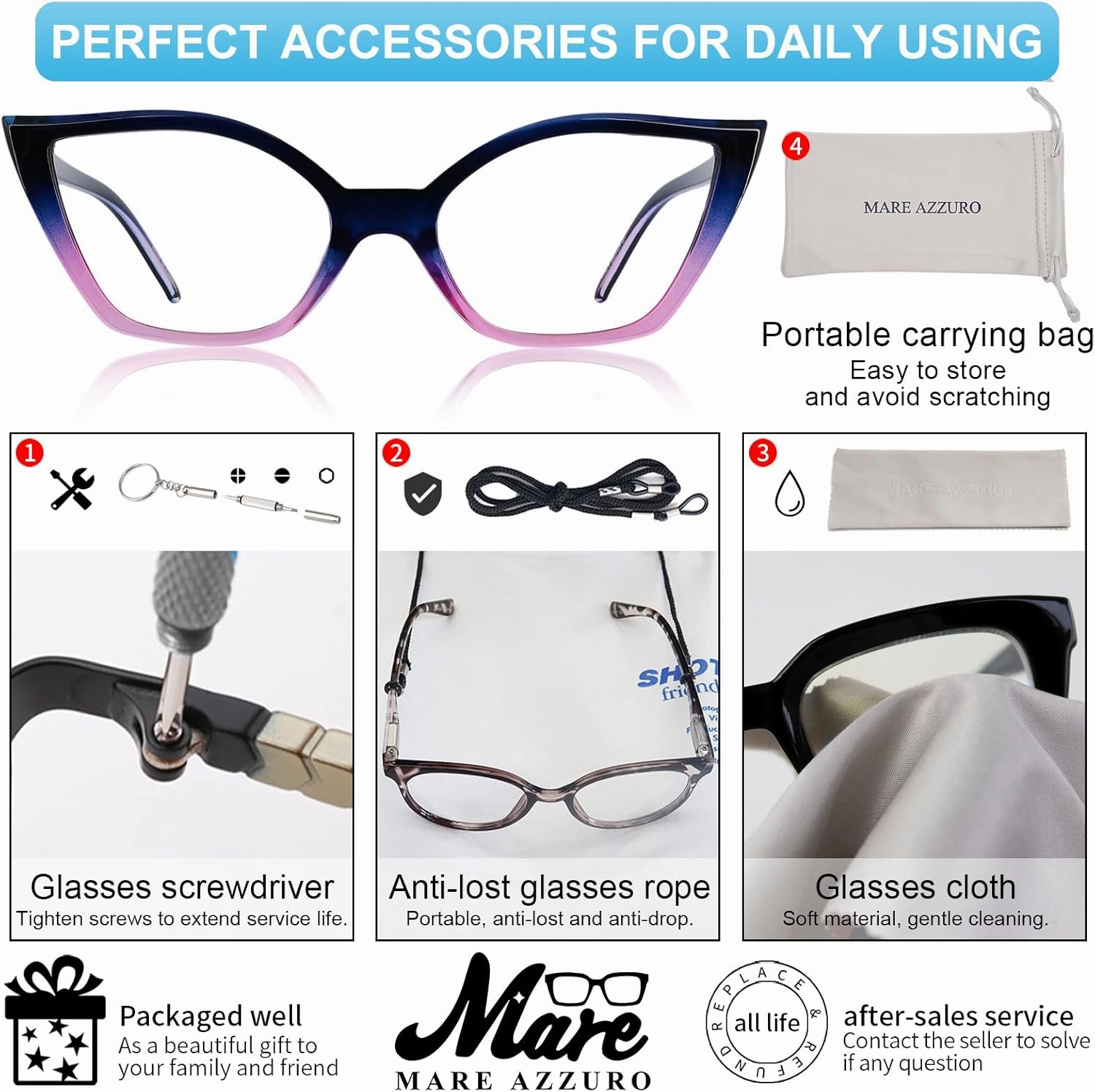 MARE AZZURO Cat Eye Reading Glasses Women Retro Cute Readers 1.0 1.25 1.5 1.75 2.0 2.25 2.5 2.75 3.0 3.5 4.0 5.0 6.0 (Purple, 2.00)