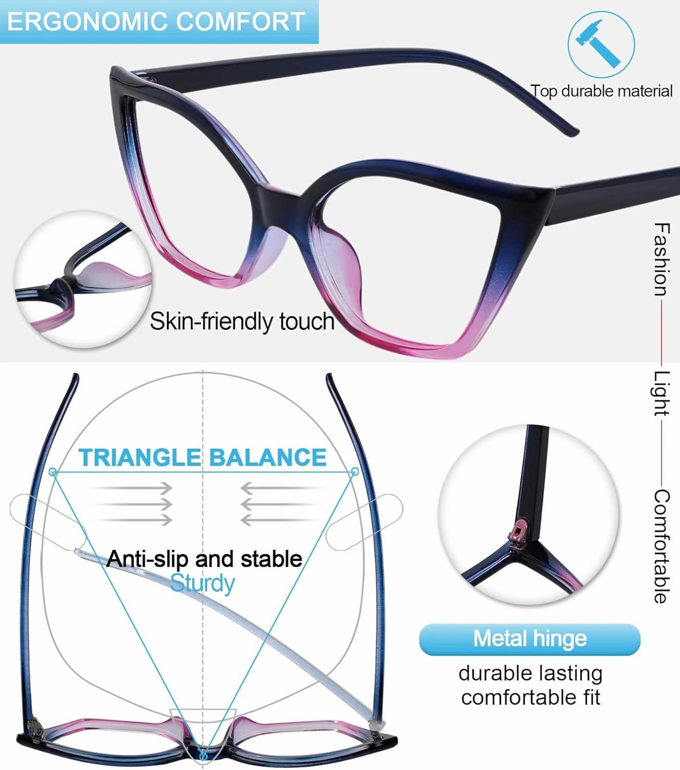 MARE AZZURO Cat Eye Reading Glasses Women Retro Cute Readers 1.0 1.25 1.5 1.75 2.0 2.25 2.5 2.75 3.0 3.5 4.0 5.0 6.0 (Purple, 2.00)