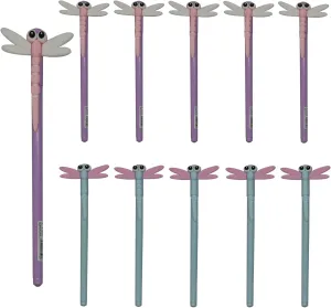 Maydahui 30 PCS Simulation Dragonfly Rollerball Gel Pens Creative Insect Pen Novelty Animal Pens Soft Silicone Black Ink for School Party Office