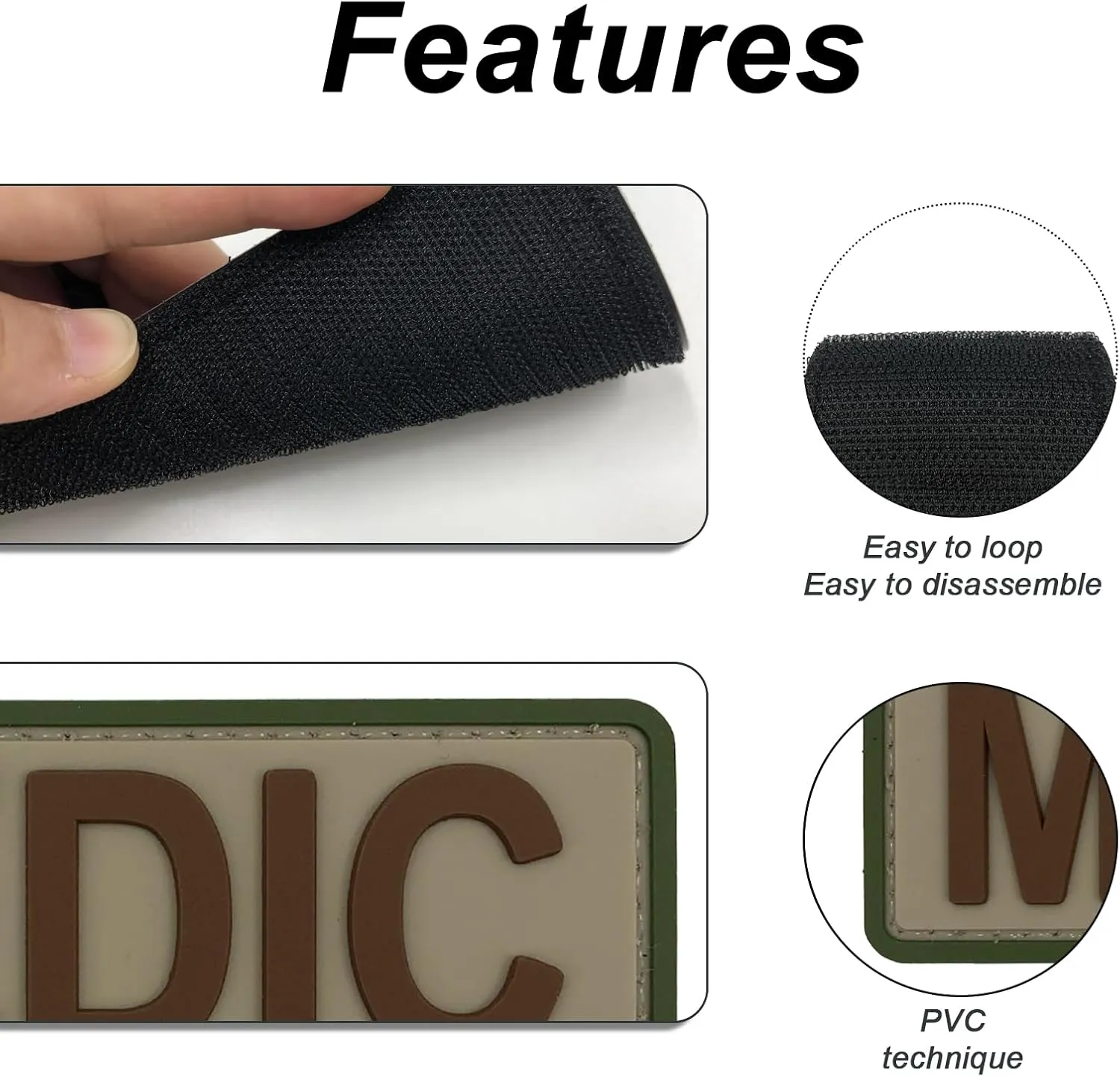 Medic Patch PVC Patch with Hook Fastener Back for Cap Hat Vest Jacket Clothing Bag Backpack Plate Carrier