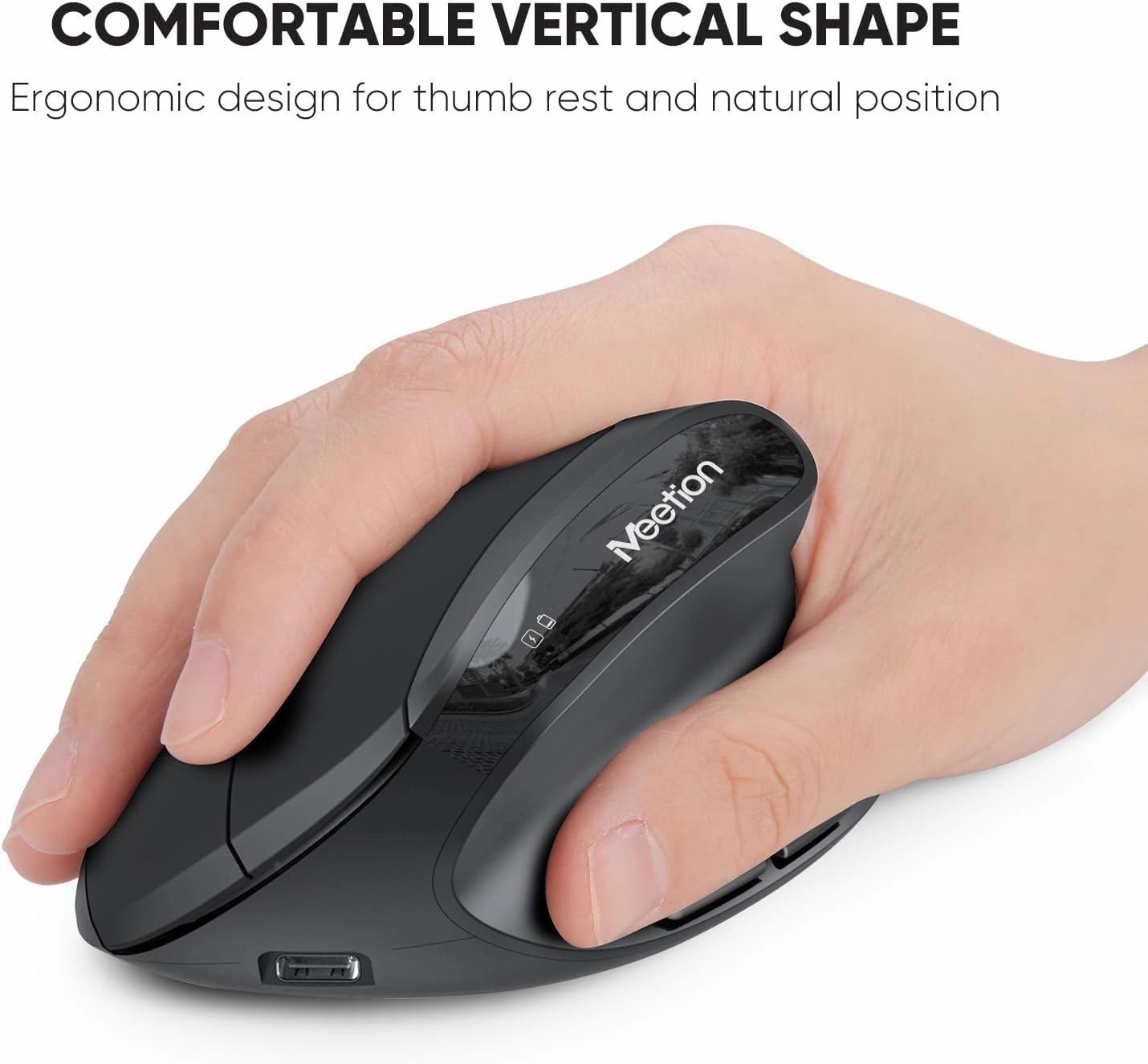 MEETION Ergonomic Wireless Keyboard and Mouse, Ergo Keyboard with Vertical Mouse, Split Cushioned Wrist Palm Rest, Natural Typing, Rechargeable, Full Size, Windows/Mac/Computer/Laptop, Black DirectorC