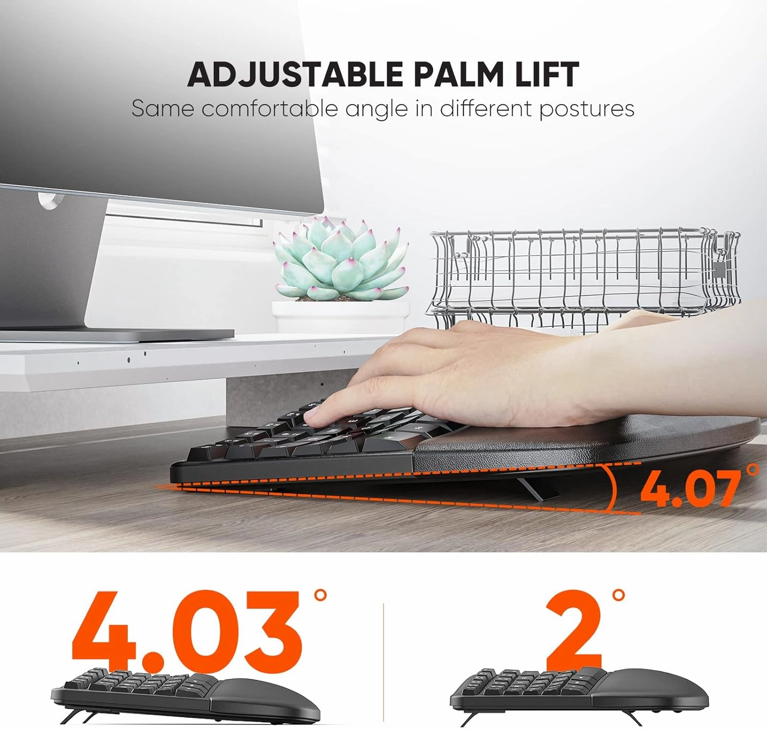 MEETION Ergonomic Wireless Keyboard and Mouse, Ergo Keyboard with Vertical Mouse, Split Cushioned Wrist Palm Rest, Natural Typing, Rechargeable, Full Size, Windows/Mac/Computer/Laptop, Black DirectorC