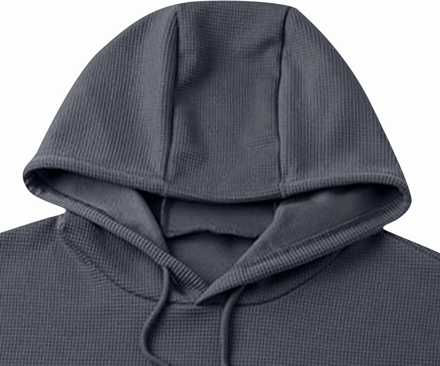 Men Hoodies Waffle Knit Solid Color Fashion Sweatshirts Long Sleeve Comfy Lightweight Hooded Sweatshirt