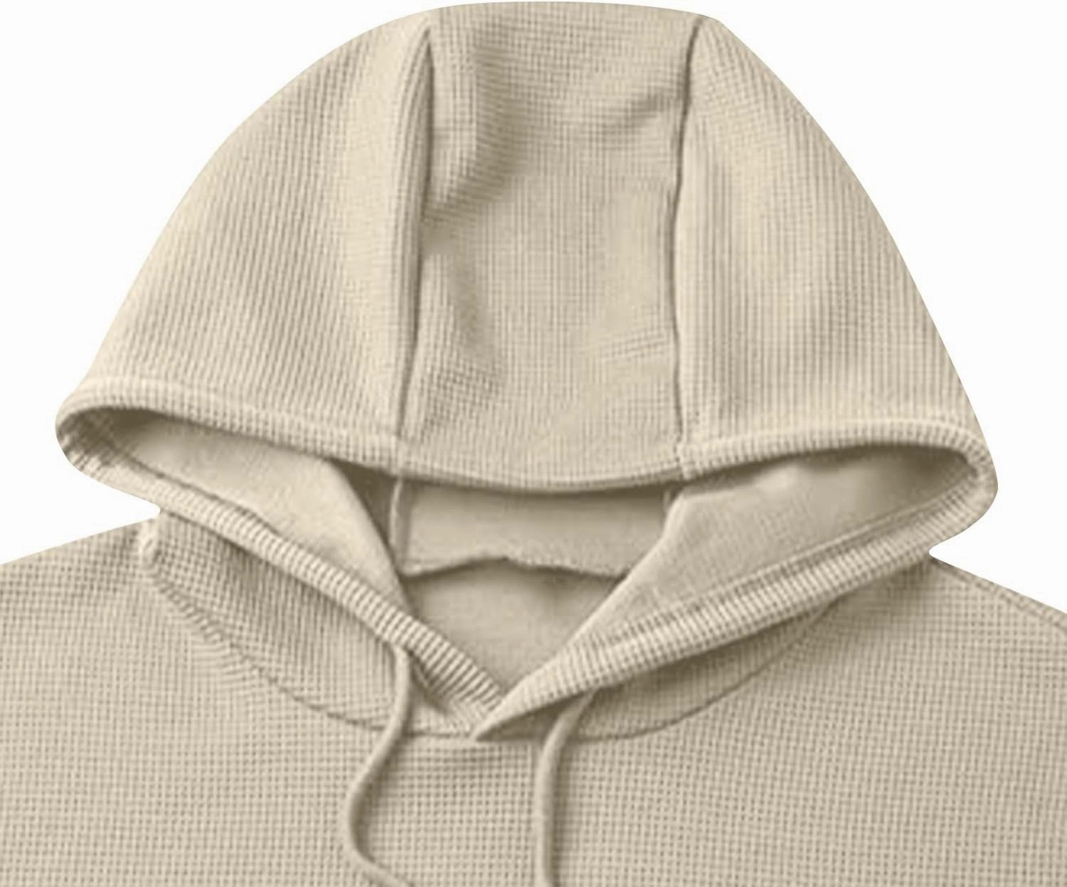 Men Hoodies Waffle Knit Solid Color Fashion Sweatshirts Long Sleeve Comfy Lightweight Hooded Sweatshirt