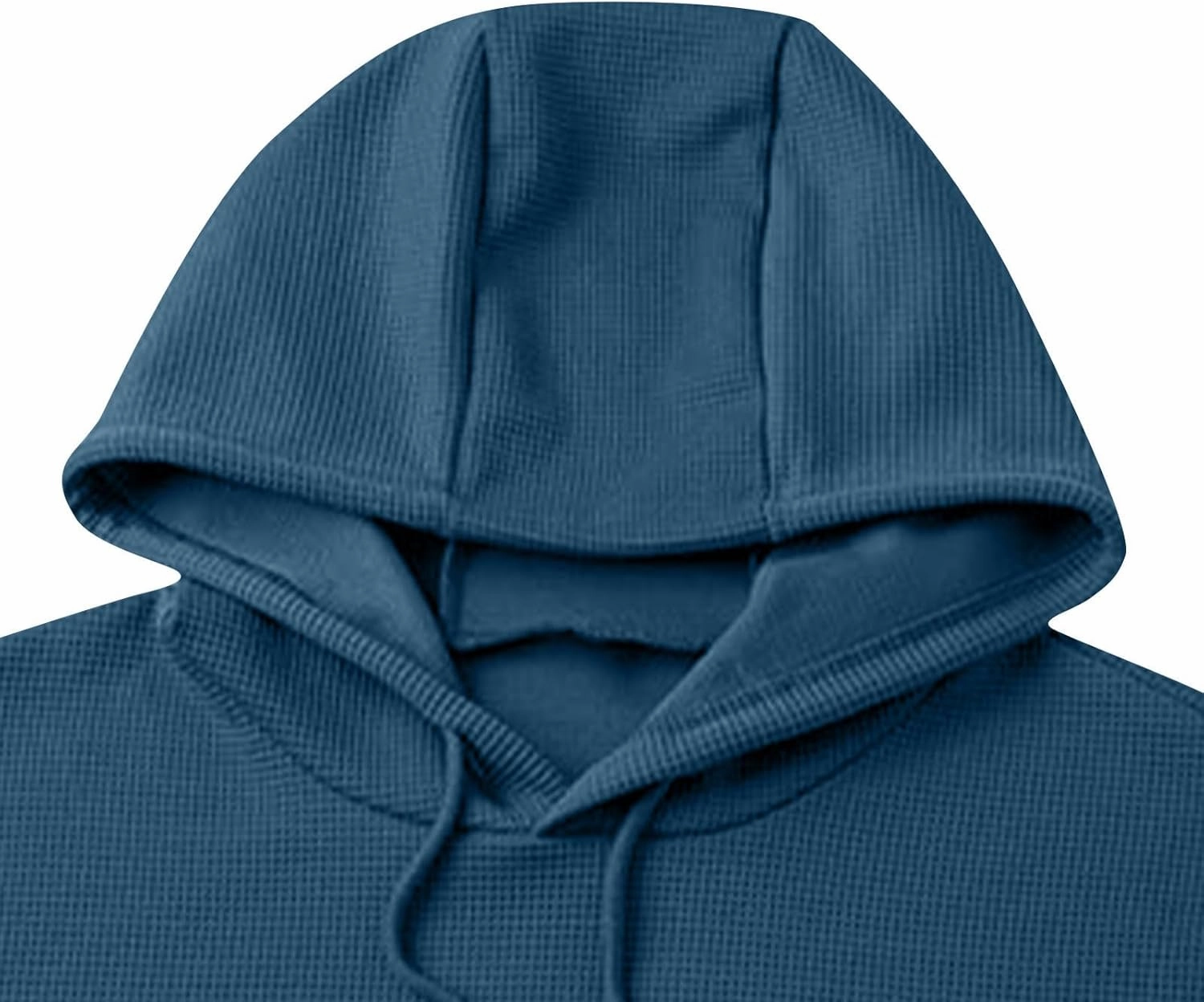 Men Hoodies Waffle Knit Solid Color Fashion Sweatshirts Long Sleeve Comfy Lightweight Hooded Sweatshirt