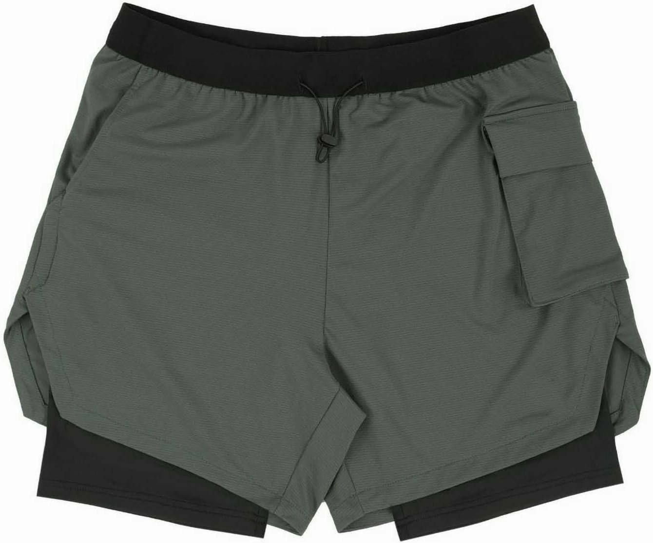 Men's Double-Layer Running 5" Shorts, Lightweight Elastic Waist Sports Clothes Comfy Breathable Shorts with Pockets