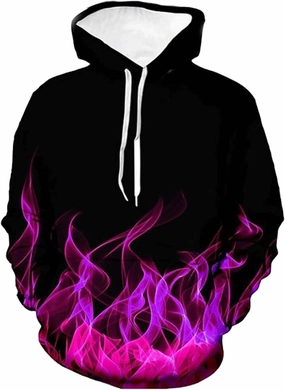 Men's Hoodies Big and Tall Long Sleeve 3D Flame Print Graphic Tee Shirts Casual Hooded Sweatshirts Outdoor Fashion