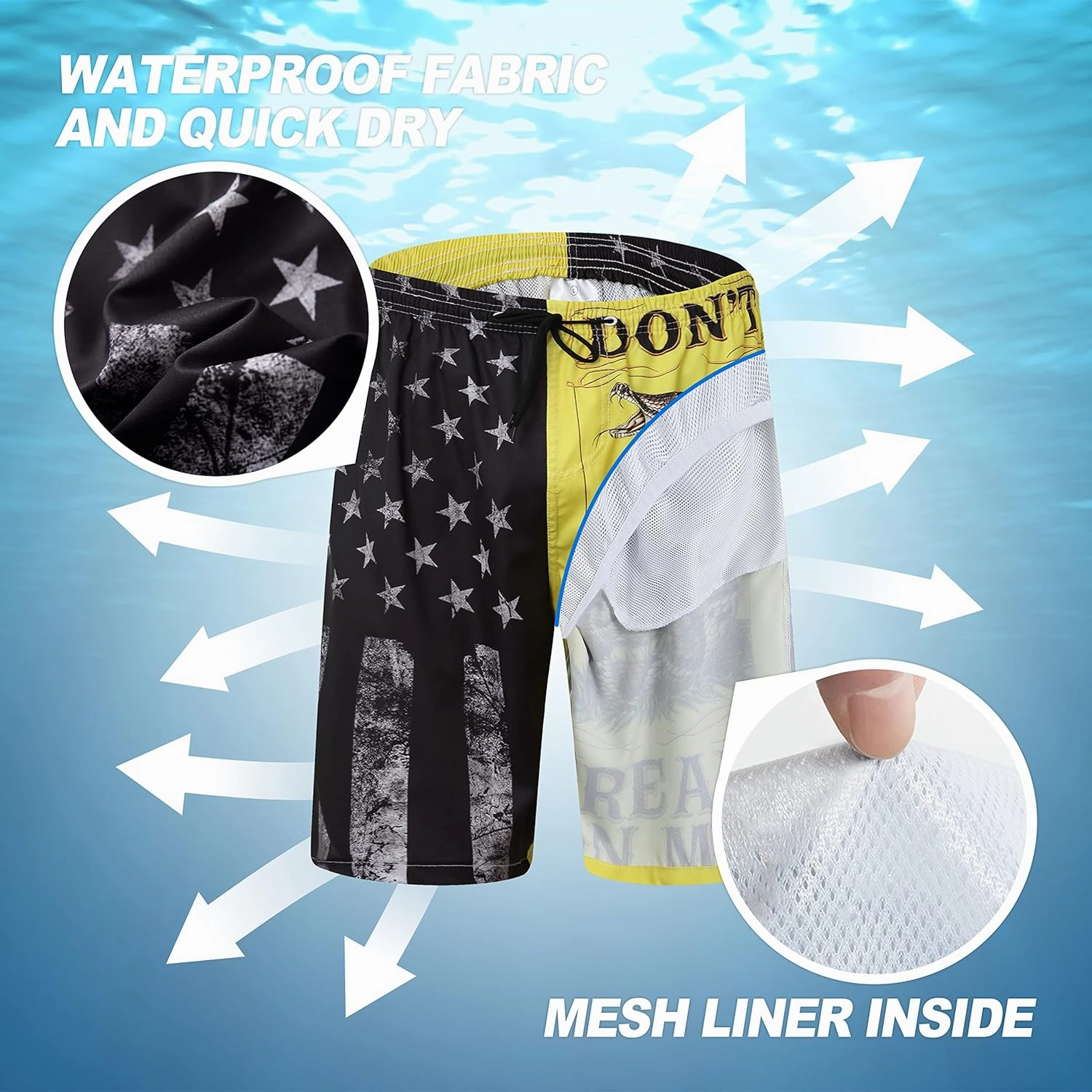 Mens Swim Trunks Quick Dry Board Shorts Bathing Suit for Men Beach Swimwear Breathable Surf Beach Shorts Swimwear