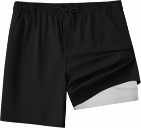 Mens Swim Trunks with Compression Liner 8 inch Quick-Dry Lightweight 2 in 1 Board Shorts 4-Way Stretch UPF 50 