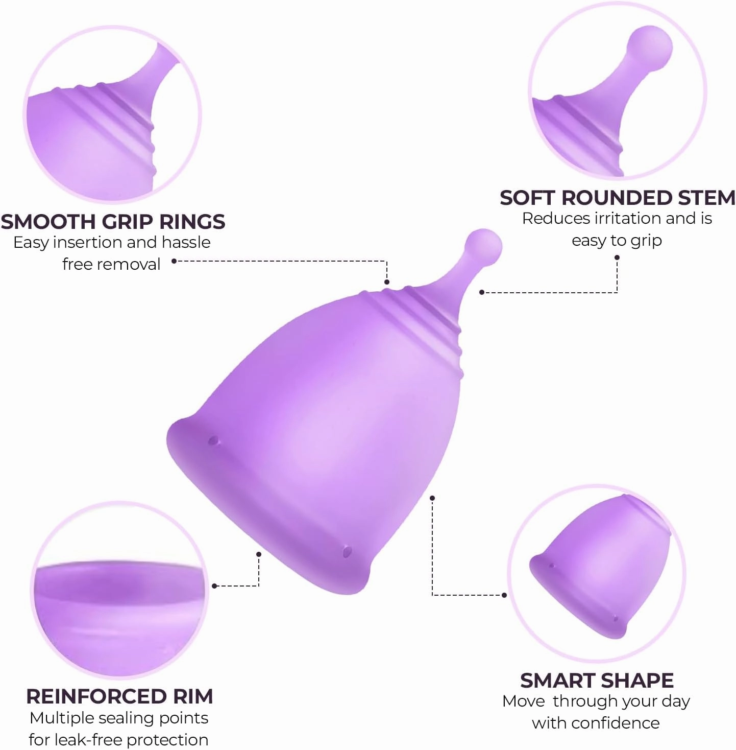 Menstrual Cup Kit - Reusable Tampon, Pad, and Disc Alternative - 12-Hour Wear - Soft, Flexible Medical-Grade Silicone Menstrual Cups for Leak-Free, Comfortable Protection (2 Large Cups)