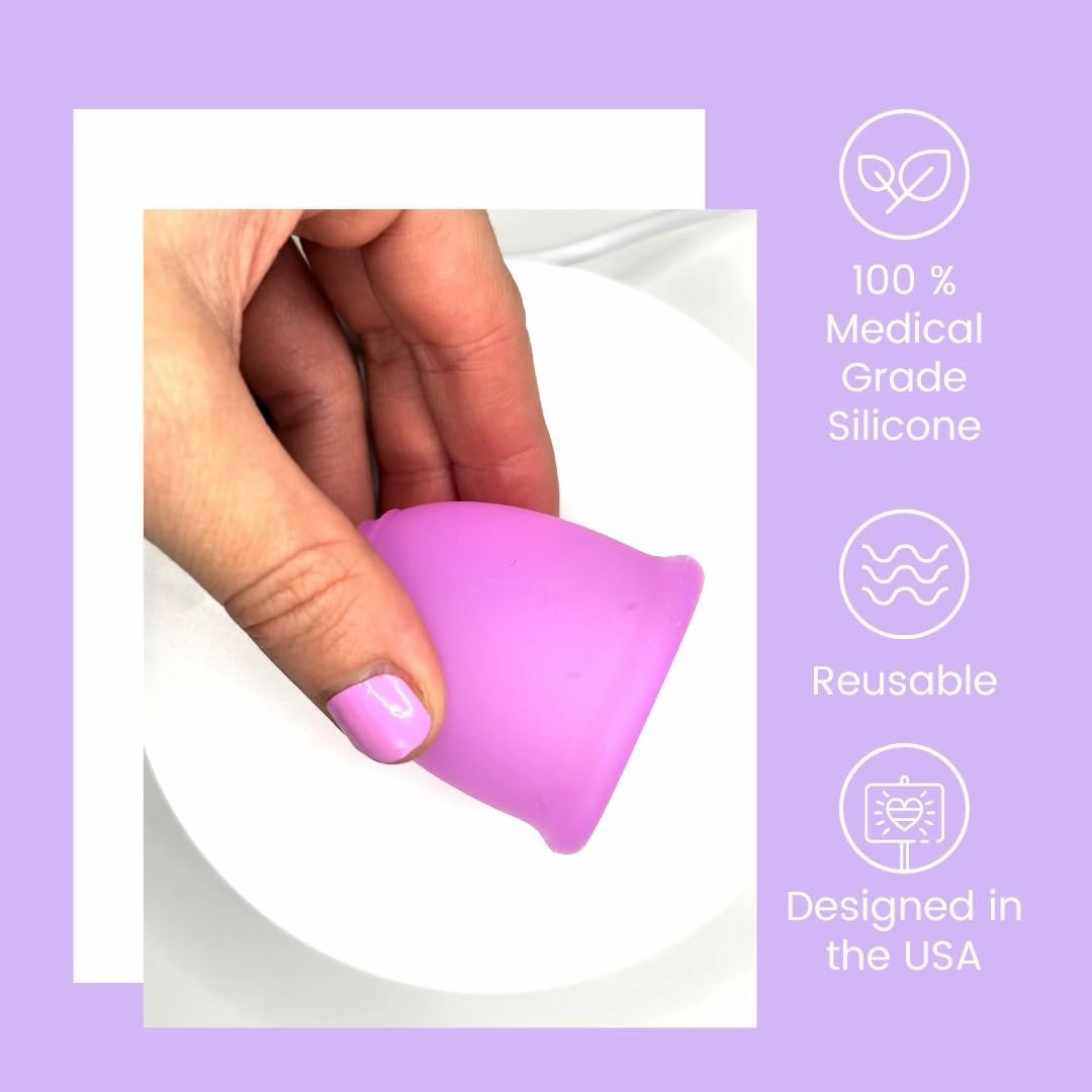 Menstrual Cup Kit - Reusable Tampon, Pad, and Disc Alternative - 12-Hour Wear - Soft, Flexible Medical-Grade Silicone Menstrual Cups for Leak-Free, Comfortable Protection (2 Large Cups)
