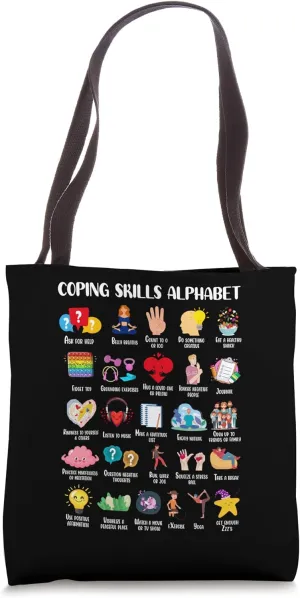 Mental Health Awareness Coping Skills Alphabet Tote Bag