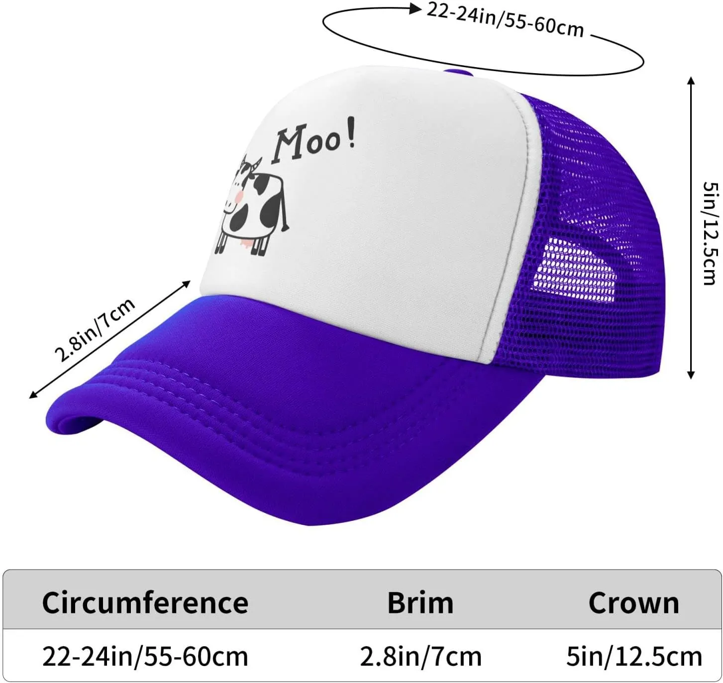 Mesh Dad Hat Adjustable Washed Cute Cow Moo Baseball Dad Cap Funny Distressed Ball Trucker Cap for Women Men